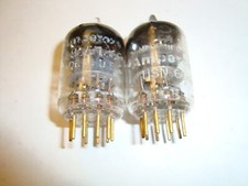Pair of Early 6688 / E180F Tubes, By Amperex USA , Square Getter, Gold Pin