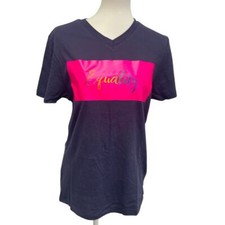 New Hand Printed Upcycled Womens Small Rainbow Equality Short Sleeve Tee Shirt