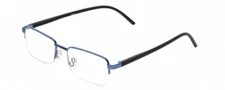 Calabria 784 Mens Rectangular Semi-Rimless Designer Reading Glasses in Blue 50mm