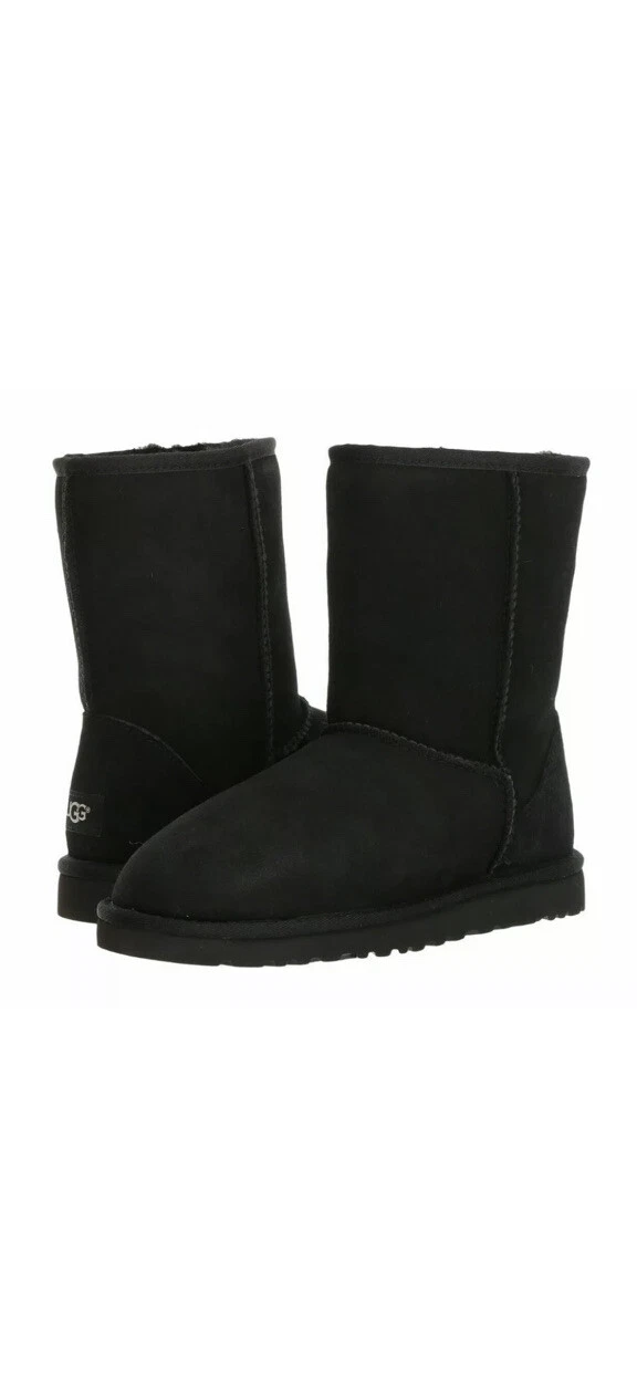 UGG CLASSIC SHORT BLACK SUEDE SHEEPSKIN WINTER MEN'S BOOTS SIZE US 12/UK 11