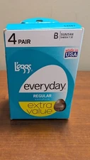 L'eggs Everyday Regular Pantyhose Size B Medium Suntan Sheer Toe 4 Pr 14587-NIB