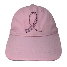 Breast Cancer Awareness Pink Ribbon Bling Strapback Hat Pink One Size