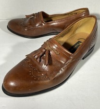 STACY ADAMS Men  s Size 10 M Leather Dress Shoes Wing Tip Tassel Loafers 23412 03