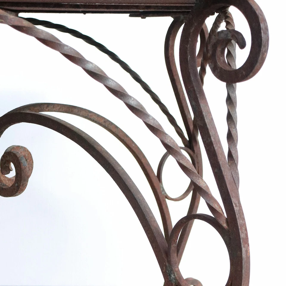 Mesa de jardín cuadrada vintage italiana de hierro forjado y azulejos de terracota 32" Foto 2 de 4