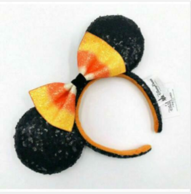 NWOT Disney Parks Sequin Halloween Candy Corn Bow Minnie Mouse Ear Headband 2024 Disney- Parks Bow Halloween Candy Corn Sequins 2024 Rare  main image 3