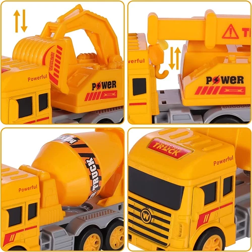 4 Stück Kinder Spielzeug Auto Geschenk Rückzug Technik Feuerwehr LKW Sanitärfahrzeug - Bild 12 von 29