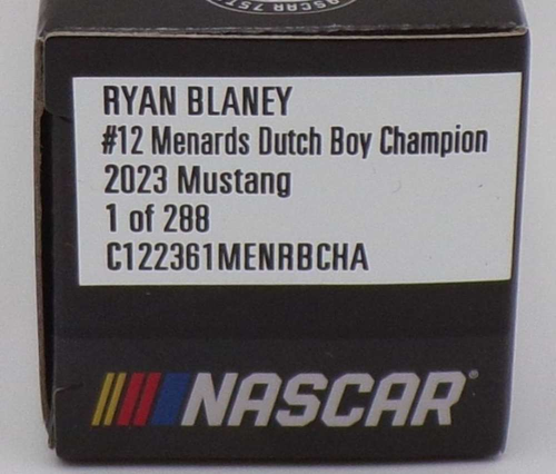 NASCAR 2023 RYAN BLANEY #12 CUP CHAMPION DUTCH BOY MENARDS DIECAST CHASSIS 1/64 - Picture 2 of 2