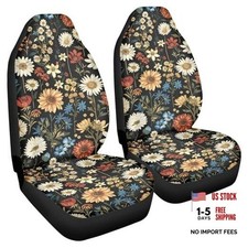 Print Car Seat Cover For Womenuniversal Front Bucekt Seats Retro Floral
