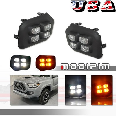 For 2016-2022 2023 Toyota Tacoma 4-Eyes Style DRL LED Clear Fog lights Lamps