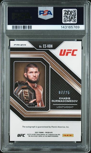 PANINI PRIZM UFC CHAMPION SIGNATURES KHABIB NURMAGOMEDOV MOJO PRIZM /25 PSA 10 view 2