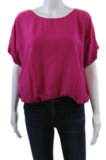 Velvet by Graham & Spencer Womens Short Sleeves Cropped Top Pink Size XS
