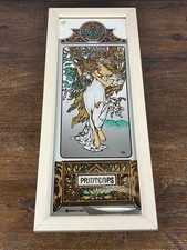 Alphonse Mucha Printemps Specchio Serigrafato Art Nouveau vintage 41x17 cm