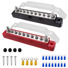 Red Black Power Distribution Terminal Block with Cover with M6 Terminal Stu...