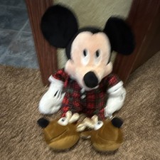 Disney Mickey Mouse Holiday Plush Stuffed Animal, Small, Red Plaid Outfit