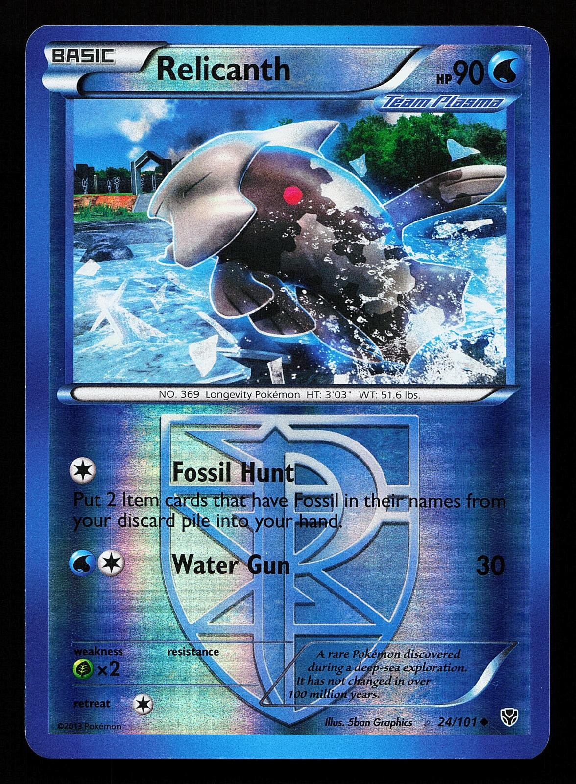 Relicanth 24/101 Reverse Holo Uncommon Plasma Blast Pokemon Card