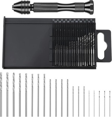 21PCS Metric Mini Micro Drill Bit Set, Carburetor Jet Drill Bits Pin Vise Set (0