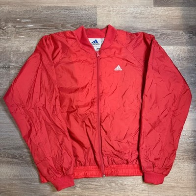 Adidas Vintage 90s Red Windbreaker Full Zip Bomber Jacket Mens M Embroidered