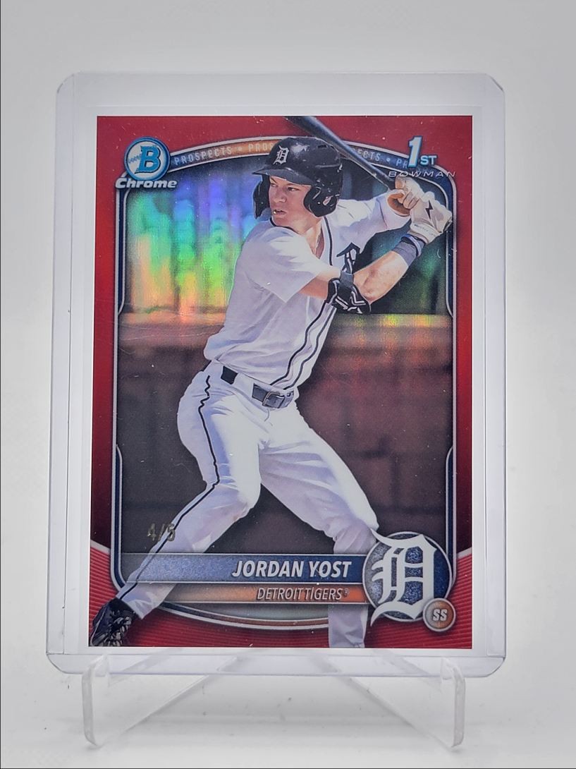 JORDAN YOST 2025 BOWMAN CHROME DRAFT 1ST RED REFRACTOR /5 Q5547