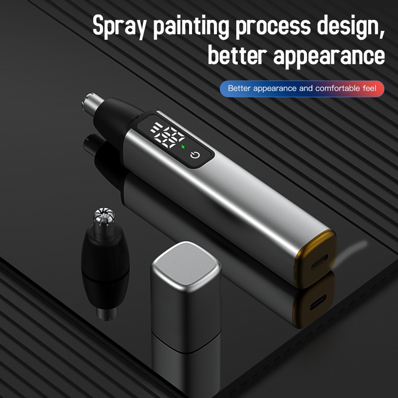 USB Rechargeable Waterproof Ear & Nose Hair Trimmer for Men - Painless Grooming Tool