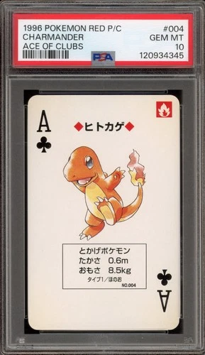 Pokemon Red Playing Cards Charmander Ace of Clubs #004 PSA 10 Gem Mint