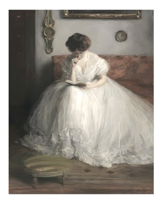 Elegante lesende Dame Wandkunst Klassische Wohnkultur Klassischer Real