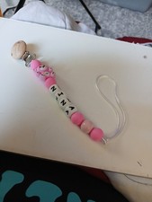 Pink Bear Pacifier holder clip With Personalized Name Whatever You Prefer