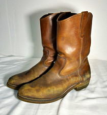 Vtg Red Wing Pecos Leather Boots Brown Pull On Work Western Men's  11.5D Patina