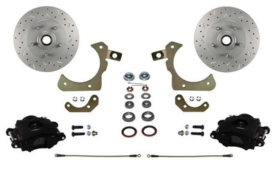 Leed Brakes BFC1010SMX Disc Brake Kit Front Conversion Cross-Drilled Slotted