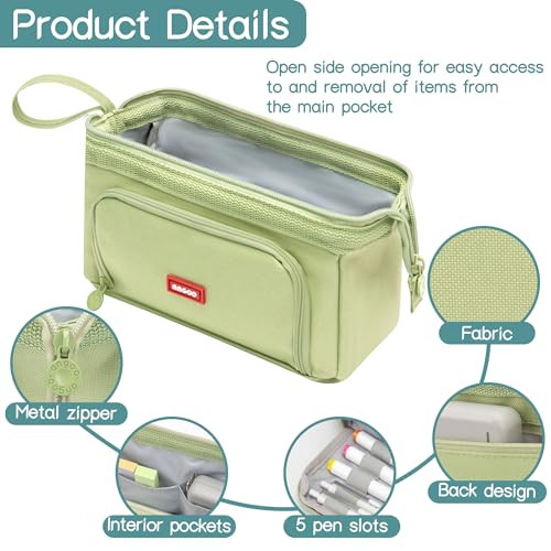 Hukapapa Large Pencil Case, Pencil Pouch With Zipper Compartments Aesthetic Pencil Case Stationery Pouch
