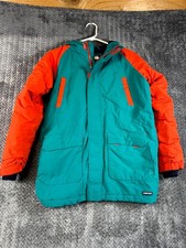 Lands' End Parka Jacket Boys L 14-16 Teal Orange Waterproof Cold Weather Outdoor