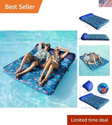 Comfortable 2-Person Inflatable Lounge with Built-in Pillow - Monstera Style