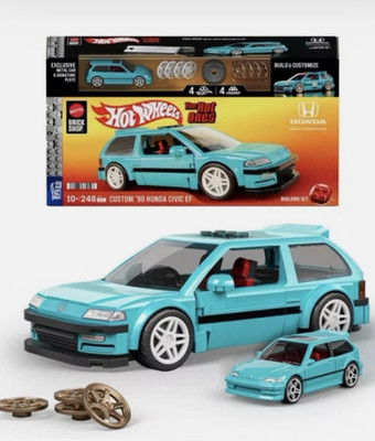 Mattel Brick Shop Hot Wheels Custom  90 Honda Civic EF Building Toy Kit 248pc