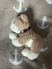 Bulldogge Mops Hund mit Halsbans braun weiß 20 cm Stofftier, Kuscheltier