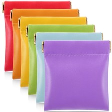 6 Pcs PU Squeeze Small Coin Purse Pouch Change Holder Waterproof Portable Mak...