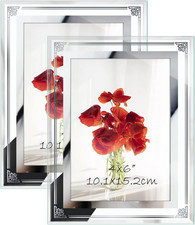 4X6 Picture Frame Set of 2, Glass Photo Frame 4 by 6 for Tabletop, Horizontally