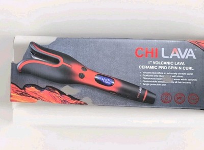 CHI LAVA Pro Spin N Curl -  1 in. Rotating Ceramic Curling Iron. Black&Red. 