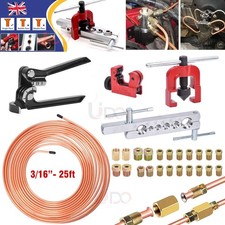 Brake Lines Repair Kit Copper Pipe Flaring Tool Cutter Bender &3/16" Unions Nuts