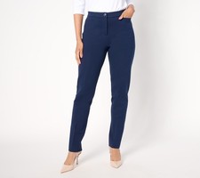 Susan Graver Women's Pants Sz XS Tailored by Smart Ponte Slim Leg Blue A655628