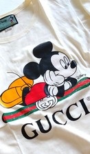 GUCCI x Disney Mickey Mouse White Logo Print T-Shirt Unisex S