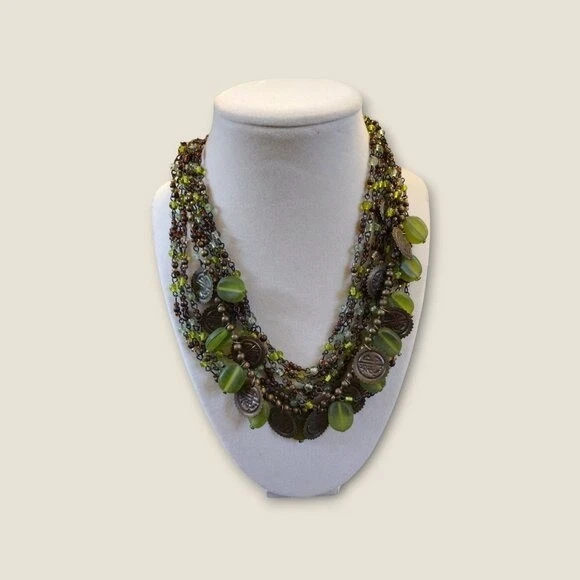 Rare Chicos Multi-Strand Beaded Necklace With Coin & Sea Glass Accents - Image 2 of 4