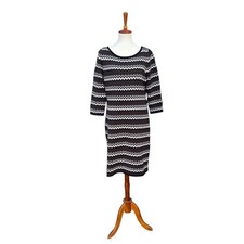 Calvin Klein Women’s L Chevron Zig Zag Black & Gray Multi Knit Sweater Dress