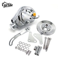 Chrome Power Steering Pump W Bracket Pulley Kit For Sbc Chevy 350