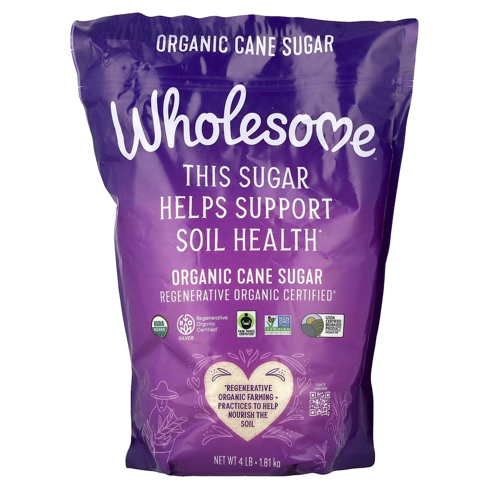 Wholesome Sweeteners Inc Organic Cane Sugar 4 lbs 1 81 kg Fair Trade,