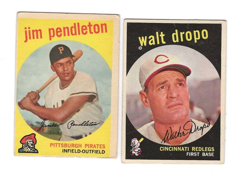 Lot of two 1959 Topps Baseball,  Walt Dropo, #158,  Jim Pendleton, #174
