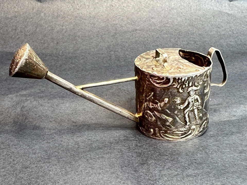 Regadera romanticismo flores miniatura estilo holandés de plata esterlina estilo holandés 19c Foto 2 de 4