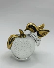 Vintage Murano Style Art Glass Apple Paperweight w/ Gold Bird & Bullicante