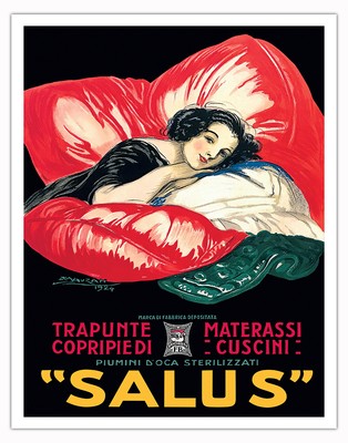 Salus Mattress & Quilt Cushion Covers - Vintage Italian Advertising Poster 1930