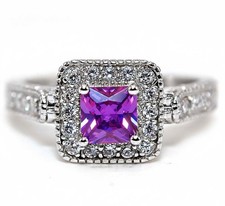 2CT Amethyst  Topaz 925 Solid Genuine Sterling Silver Ring Jewelry Sz 9
