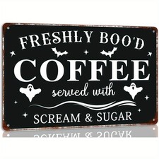 Halloween Coffee Metal Painted Art Signage | Tin Metal Signs Home Décor Decorati