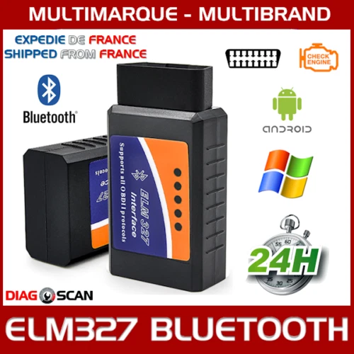 INTERFACE DE DIAGNOSTIC OBD2 ELM327 V1.5 BLUETOOTH POUR WINDOWS ANDROID TORQUE - Photo 1/1